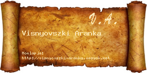 Visnyovszki Aranka névjegykártya