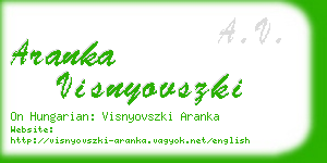 aranka visnyovszki business card